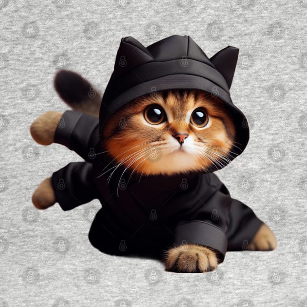 Precious Ninja Prowler Cute Ninja Cat by Divineshopy